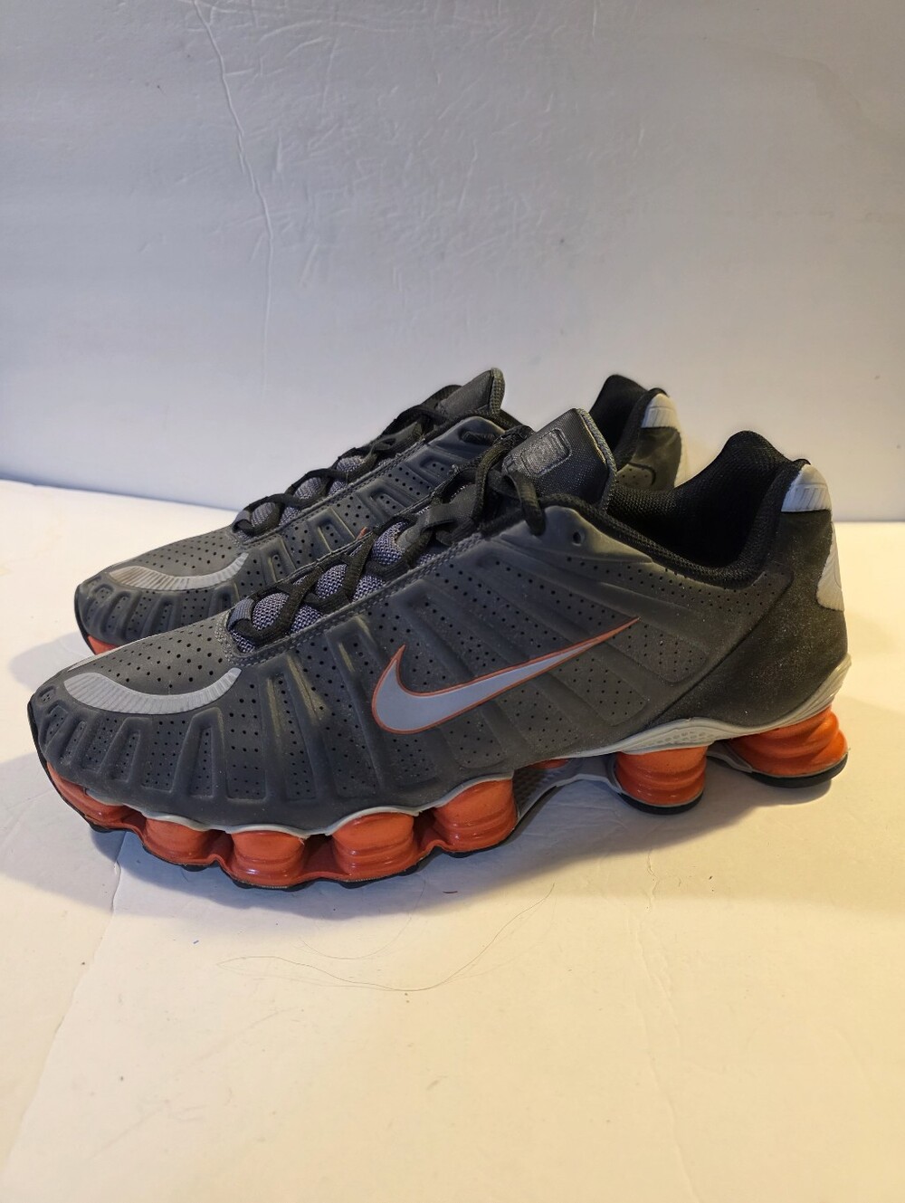 Nike Shox TL Black Metallic Hematite Max Orange Sneakers Men's Size 12 (488313-0